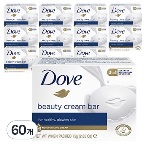 도브 뷰티 크림 바 클렌징 비누, 75g, 60개