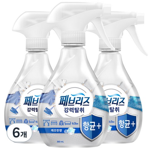 페브리즈 항균플러스 용기형 섬유탈취제 본품, 360ml, 6개