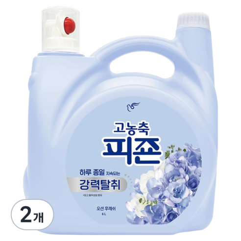 피죤 고농축 강력탈취 섬유유연제 오션 후레쉬 본품, 6L, 2개