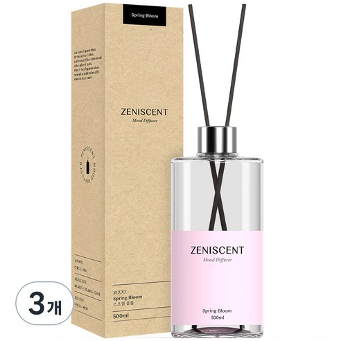 제니센트 무드 대용량 디퓨저 실내방향제, 스프링 블룸, 500ml, 3개