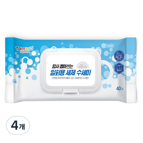 탐사 뽑아쓰는 일회용 세제 수세미, 40개입, 4개