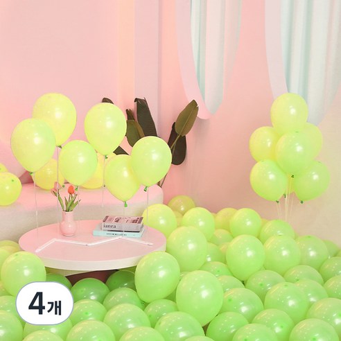 피앤비유니티 스탠다드 라운드 풍선 25cm 100p, 20 라이트그린, 4개