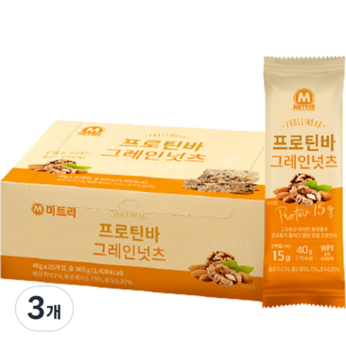 미트리 프로틴바 그레인넛츠, 800g, 3개