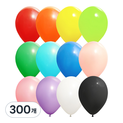 해피풍선 라운드 풍선, 일반 혼합색상, 300개