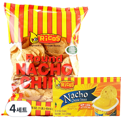 리코스 나쵸칩 454g + 나쵸 치즈소스 100g x 2p, 4세트, 654g