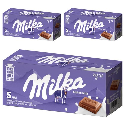 밀카 알프스 밀크 초콜릿 5p, 500g, 3개