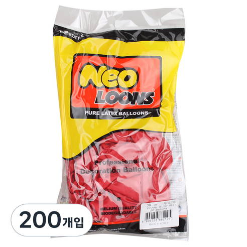 네오텍스 30 cm 라운드풍선, 펄 루비레드, 200개입