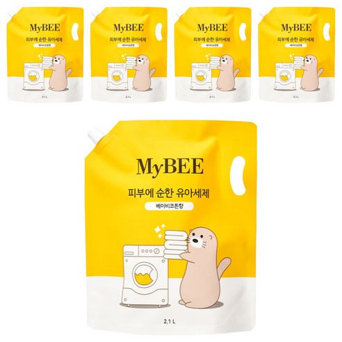 마이비 피부에 순한 유아세제 베이비코튼향 리필, 2100ml, 5개
