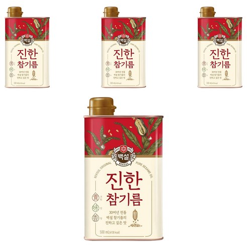 백설 진한 참기름, 500ml, 4개