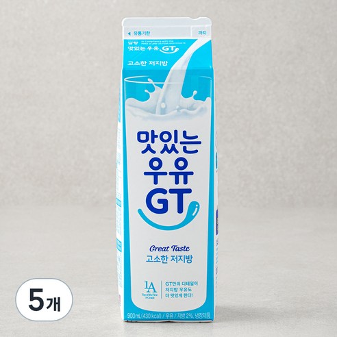 남양유업 맛있는우유GT 고소한 저지방우유, 900ml, 5개