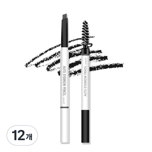 에네스티 오토 듀얼 펜슬 아이브로우 0.18g, 01 블랙, 12개