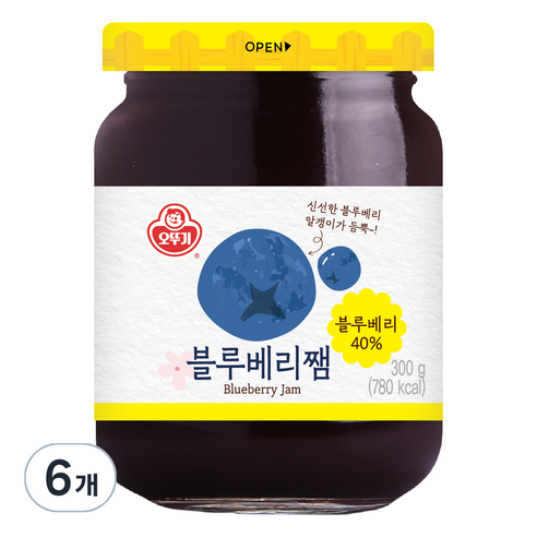 오뚜기 블루베리쨈, 300g, 6개