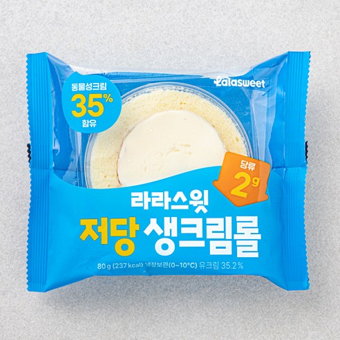 라라스윗 저당 생크림롤, 80g, 2개