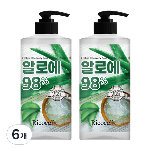 리코셀 알로에 수딩젤 대용량, 1000ml, 6개