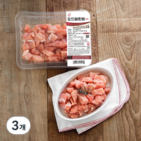 도드람한돈 1등급 등심 카레용 (냉장), 500g, 3개