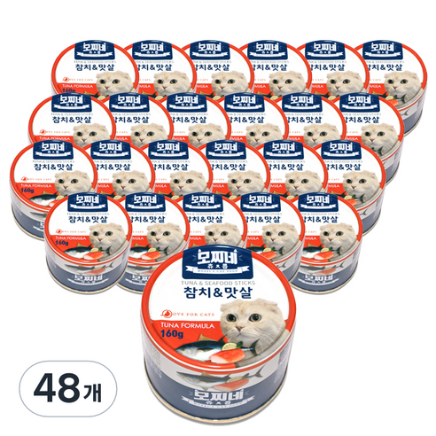 모찌네 생후 3개월 이상 고양이 츄릅 간식캔, 참치+맛살, 160g, 48개