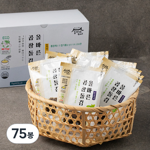 김이가 올바른 조미구이 곱창돌김, 5g, 15개입, 5개