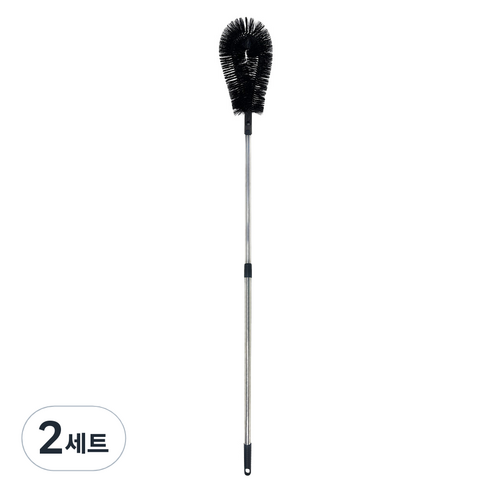월드크린 거미줄 제거솔 + 2단 스텐봉, 블랙, 2세트