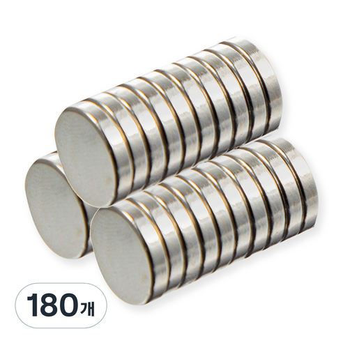 코멧 강력한 네오디움 원형 자석 30개 10mm x 2mm, 실버, 180개