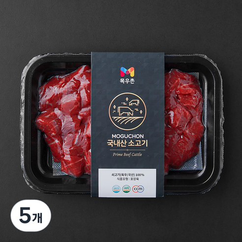 목우촌 국내산 소고기 양지 세절 2등급 국거리용 (냉장), 200g, 5개