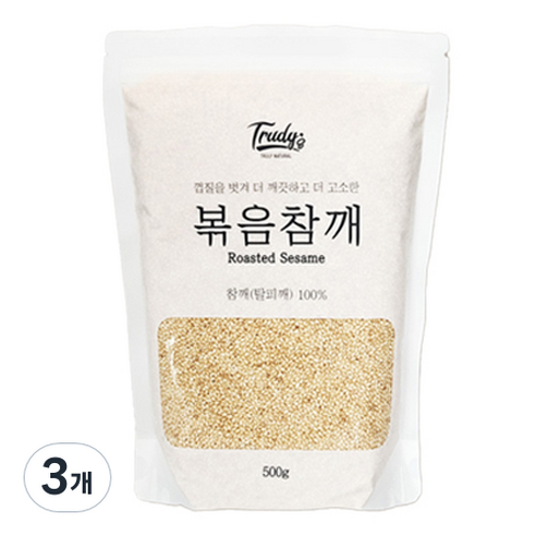 trudys 탈피 볶음 통참깨, 500g, 3개