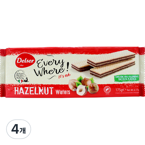 델서 헤이즐넛 웨이퍼, 175g, 4개