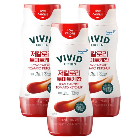 비비드키친 저칼로리 토마토케찹, 320g, 3개