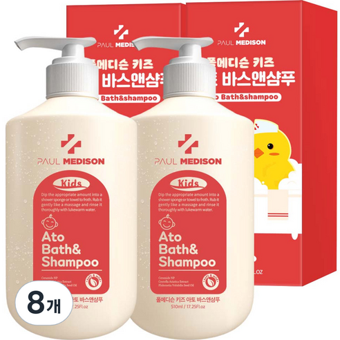 폴메디슨 키즈 아토 바스앤샴푸 베이비파우더향, 510ml, 8개