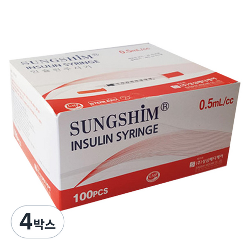 성심메디칼 인슐린 주사기 0.5ml 8mm 31g 100개입, 4개