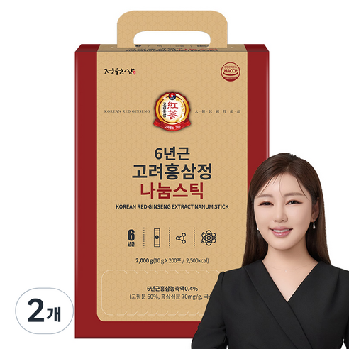 정원삼 6년근 고려홍삼정 나눔스틱, 200회분, 2kg, 2개