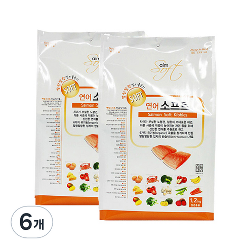 에임 전연령견용 강아지 홀리스틱 소프트사료, 연어, 1.2kg, 6개