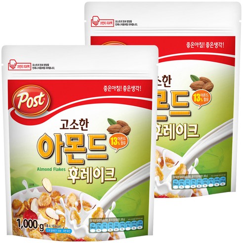 포스트 고소한 아몬드 후레이크 시리얼, 1000g, 2개