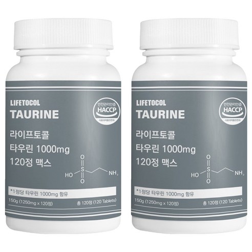 라이프토콜 타우린 1000mg 맥스 150g, 120정, 2개