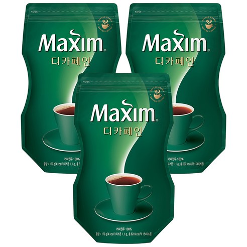 맥심 디카페인 커피 리필, 170g, 1개입, 3개