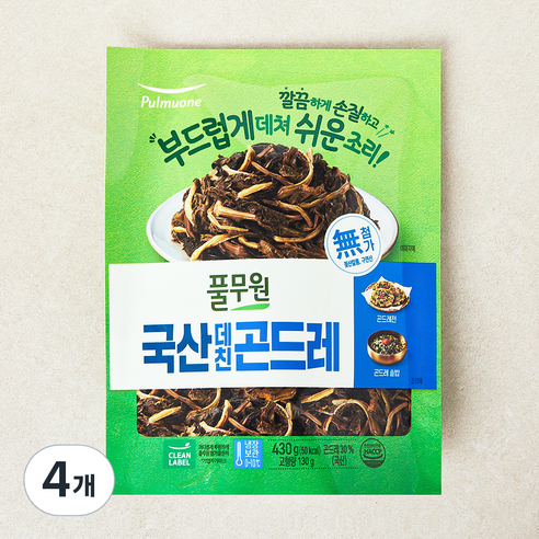 풀무원 국내산 데친 곤드레, 4개, 430g(고형량 130g)