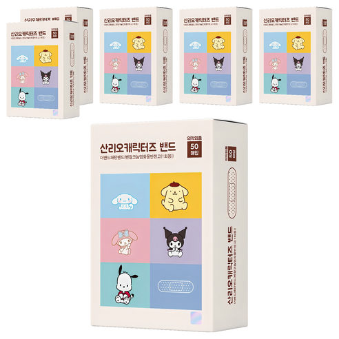 아텍스 산리오캐릭터즈 더밴드 패턴밴드 반창고 5종, 50매입, 6개