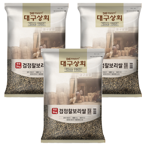 대구상회 국내산 검정 찰보리쌀, 2kg, 3개