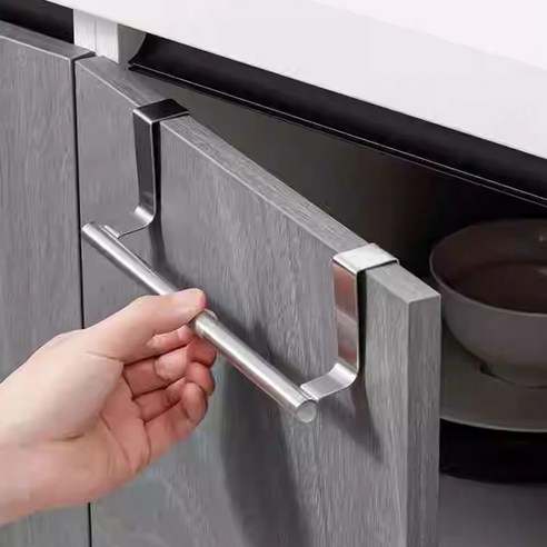 깨비다 무타공 스텐 행주걸이, 실버, 1개