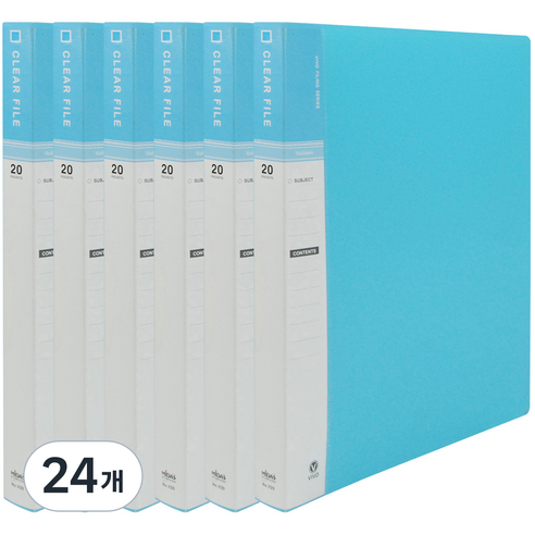 현풍 20매 비보 클리어화일 인덱스 A4, 24개, 하늘색