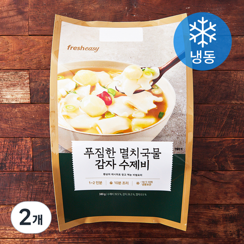 프레시지 푸짐한 멸치국물 감자 수제비 밀키트 1~2인분 (냉동), 380g, 2개