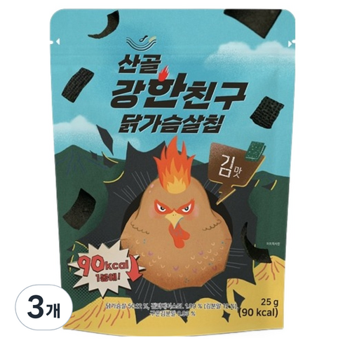 에코맘의산골이유식 산골 강한친구 닭가슴살칩, 25g, 3개, 김맛
