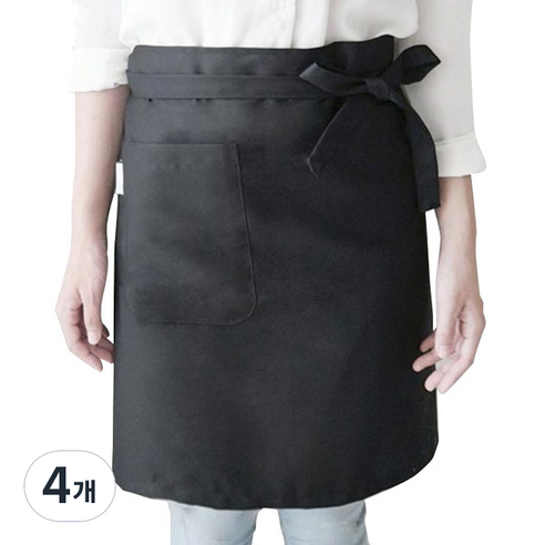 메종텍스타일 모노 바리스타 앞치마 하프형, 블랙, 4개