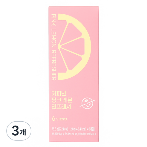 커피빈 핑크 레몬 리프레셔 차 12.8g, 3개, 6개입