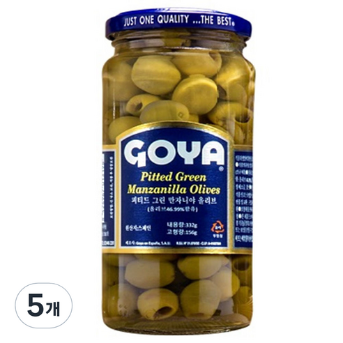 고야 피티드 그린 만자니야 올리브 절임, 332g, 5개