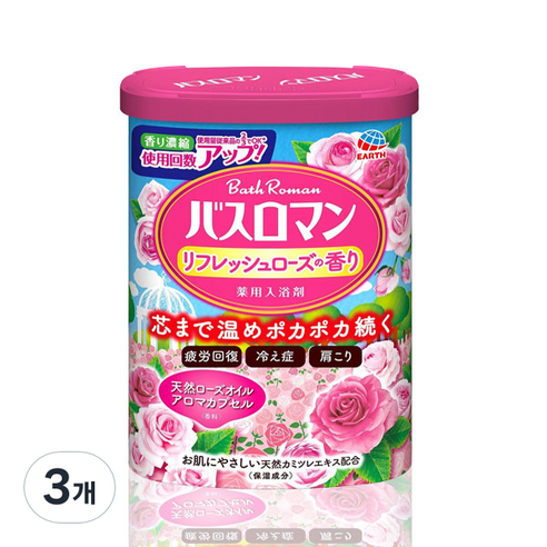 바스로망 입욕제 릴렉스 장미, 600g, 3개
