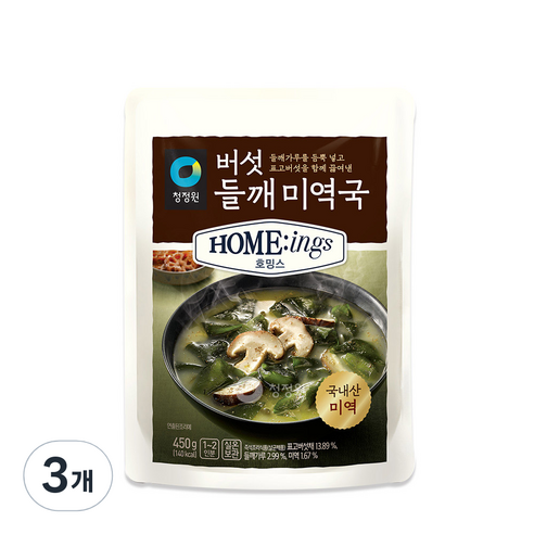 청정원 호밍스 버섯 들깨 미역국, 450g, 3개