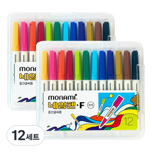 모나미 중간글씨용 네임펜, 혼합색상, 12세트