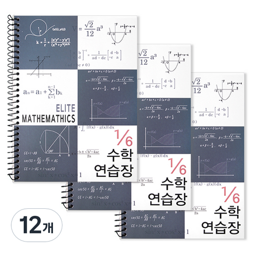 투영디자인 6분의1 엘리트 수학연습장, 네이비, 12개
