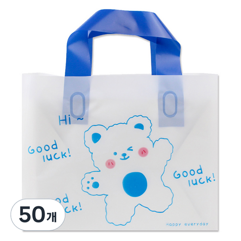 아이엔피 LDPE 손잡이 비닐백 대 40 x 30 cm, 03 굿럭베어, 50개