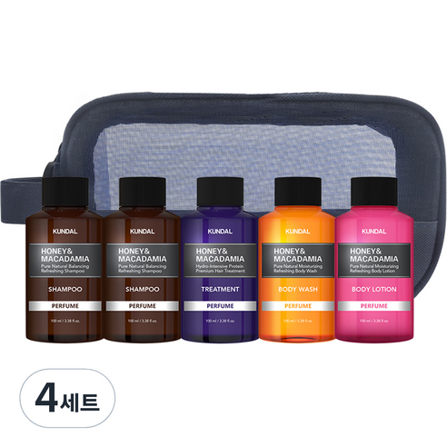 쿤달 여행용 5종 세트 A타입 샴푸 2개 포함 일랑일랑향, 4세트